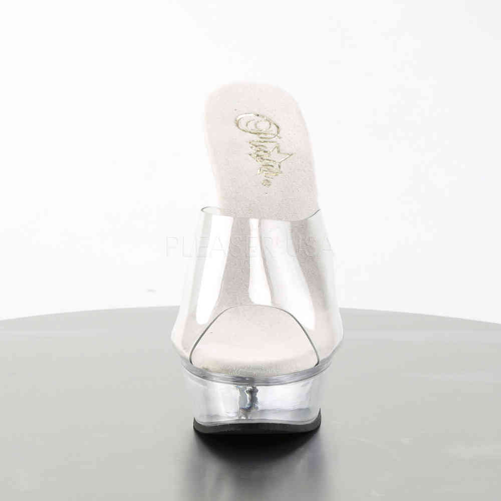Pleaser - ALLURE601 Pantoletten mit Absatz - Transparent/Silberfarben